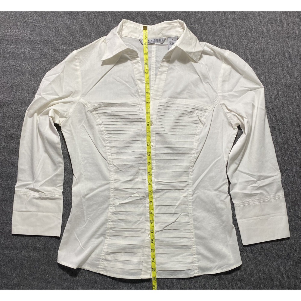 SIGNATURE BY LARRY LEVINE WOMENS COLLARED BLOUSE SHIRT SIZE M - Picture 3 of 9
